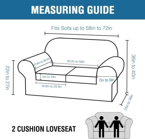 H.VERSAILTEX Real Velvet Plush 3 Piece Stretch Sofa Covers Couch Covers for 2 Cushion Couch Loveseat Covers Width Up to 72 Inch Feature Thick Soft Stay in Place (Medium Sofa, Grey) - Image 3
