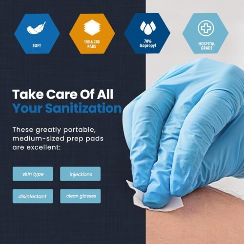 MED PRIDE Sterile Alcohol Prep Pads, Antiseptic, 70% Isopropyl, Individually Wrapped, Medical Grade 2 Ply Wipes (200 Count (Pack of 1) White) - Image 4