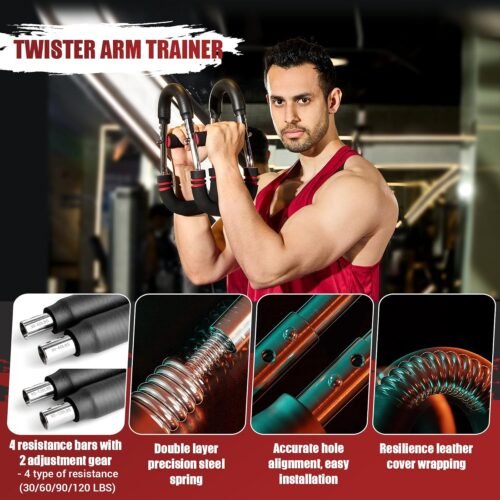 Twister Arm Trainer, Adjustable Twister Arm Chest Exerciser with 4 Spring & Training Poster for Men & Women, Detachable Power Twister Home Fitness Equipment for Enhancing Upper Body Muscle - Image 3