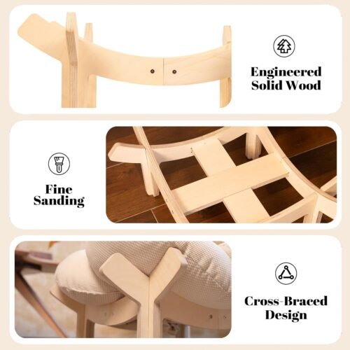 Elevated Cat Bed Wooden with Cushion Fluffy Pet Couch Sofa for Indoor Cats Raised Kitty Lounge Chair Suitable for Puppy, Cat Furniture(White) - Image 5