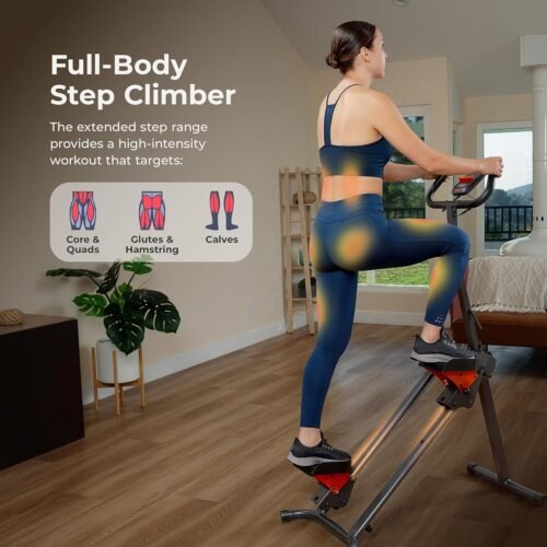 Sunny Health & Fitness Stair Stepper w/Handlebar, Extended Step Range Climber Machine for Legs, Core and Glute Workouts, Connection with Free SunnyFit® App - Image 3