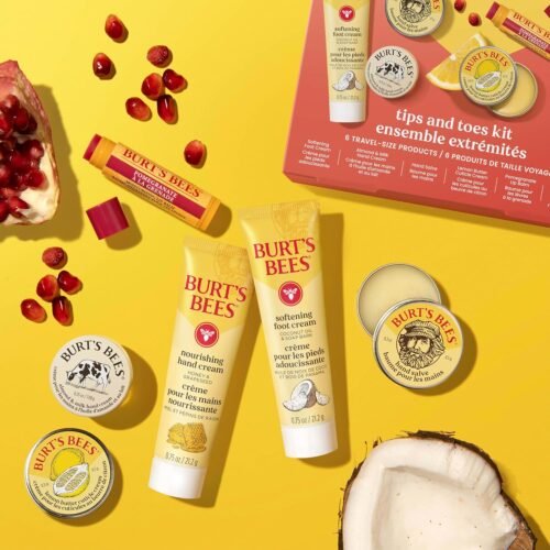 Burt's Bees Back to School Gift Ideas, Tips and Toes Kit, 6 Travel Size Products - Pomegranate Moisturizing Lip Balm, 2 Hand Creams, Foot Cream, Cuticle Cream, and Hand Salve - Image 11