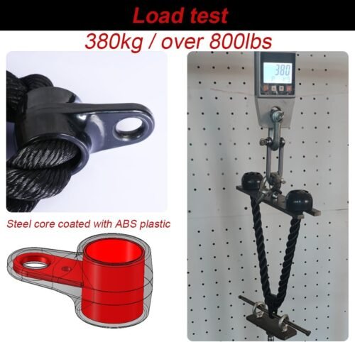 Tricep Rope 27 & 36 inches 2 Colors Fitness Attachment Cable Machine Pulldown Heavy Duty Coated Nylon Rope with Solid Rubber Ends - Image 3