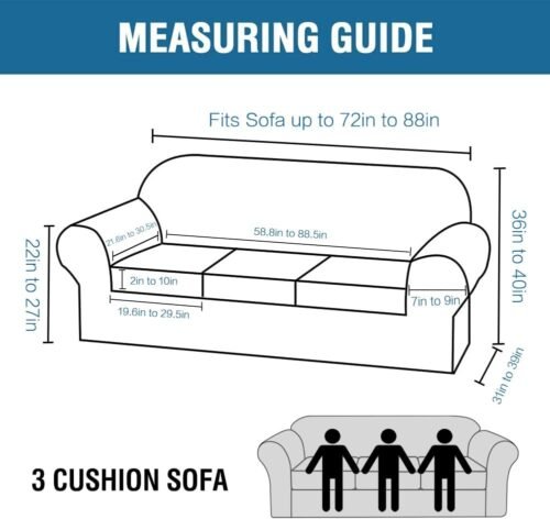 H.VERSAILTEX 4 Piece Stretch Couch Covers for 3 Cushion Couch Sofa Furniture Slipcovers Feature Upgraded Thicker Jacquard Fabric (Sofa, Ivory) - Image 3