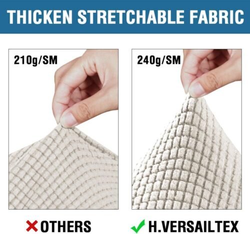 H.VERSAILTEX 4 Piece Stretch Couch Covers for 3 Cushion Couch Sofa Furniture Slipcovers Feature Upgraded Thicker Jacquard Fabric (Sofa, Ivory) - Image 6