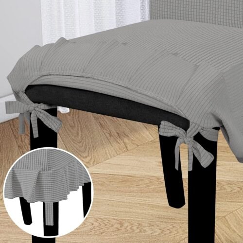 Easy-Going Dining Chair Covers Stretch Parsons Chair Slipcover with Skirt Chair Covers for Dining Room Restaurant Banquet (2 PCS, Light Gray) - Image 6