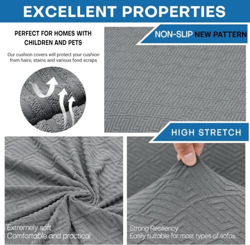 XINEAGE 2025 New 3 Pieces Couch Covers for 2 Cushion Sofa Super Stretch Loveseat Slipcover Pet Dog Universal Slip Cover Anti Slip Love Seat Furniture Protector (Light Gray, 55"-69") - Image 3