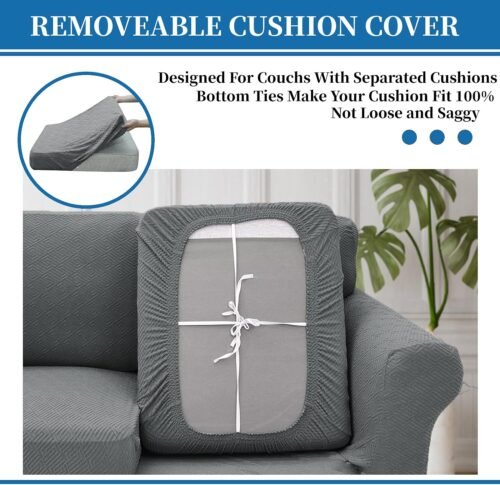 XINEAGE 2025 New 3 Pieces Couch Covers for 2 Cushion Sofa Super Stretch Loveseat Slipcover Pet Dog Universal Slip Cover Anti Slip Love Seat Furniture Protector (Light Gray, 55"-69") - Image 5