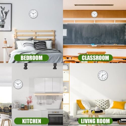 Wall Clock 12 Inch Wall Clocks Non-Ticking Battery Operated with Stereoscopic Dial Ultra-Quiet Movement Quartz for Office Classroom School Home Living Room Bedroom Kitchen - Image 6