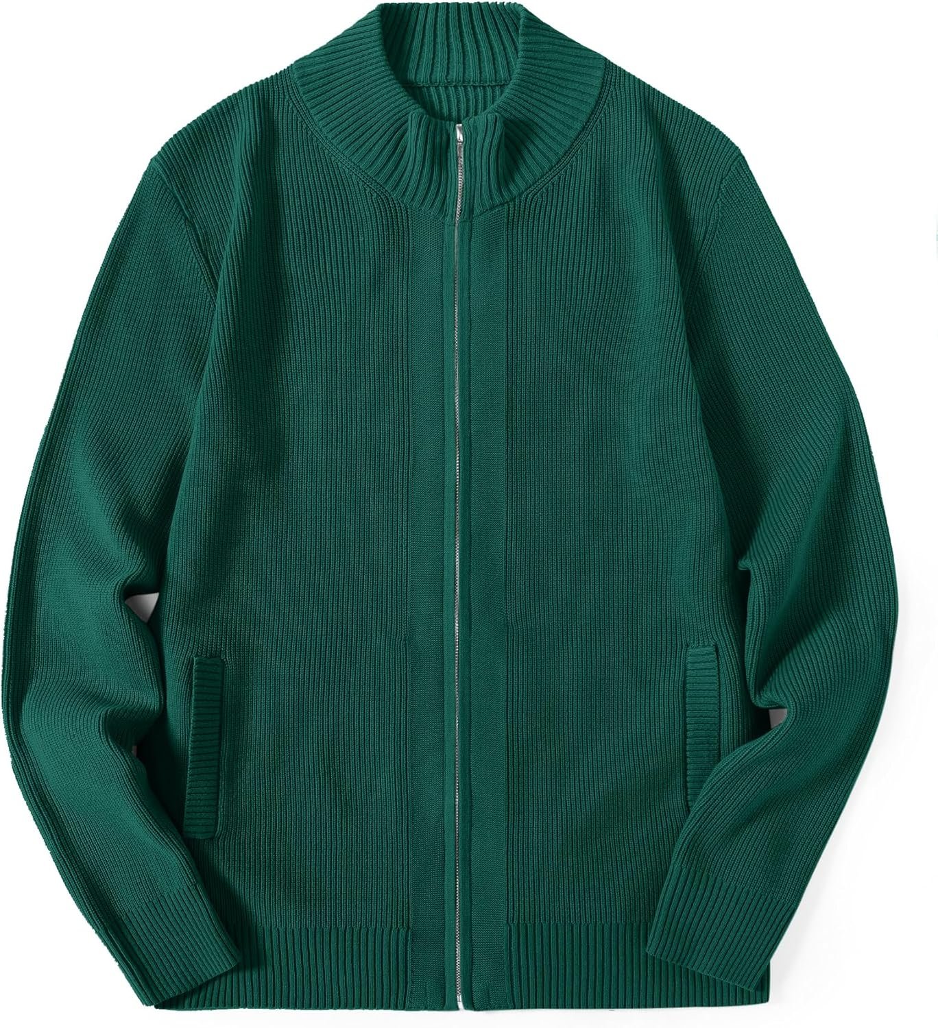 COOFANDY Mens Zip Up Cardigan Sweater Slim Fit Casual Full Zip Sweaters Knit Stand Collar Cardigans with 2 Front Pockets - Image 7