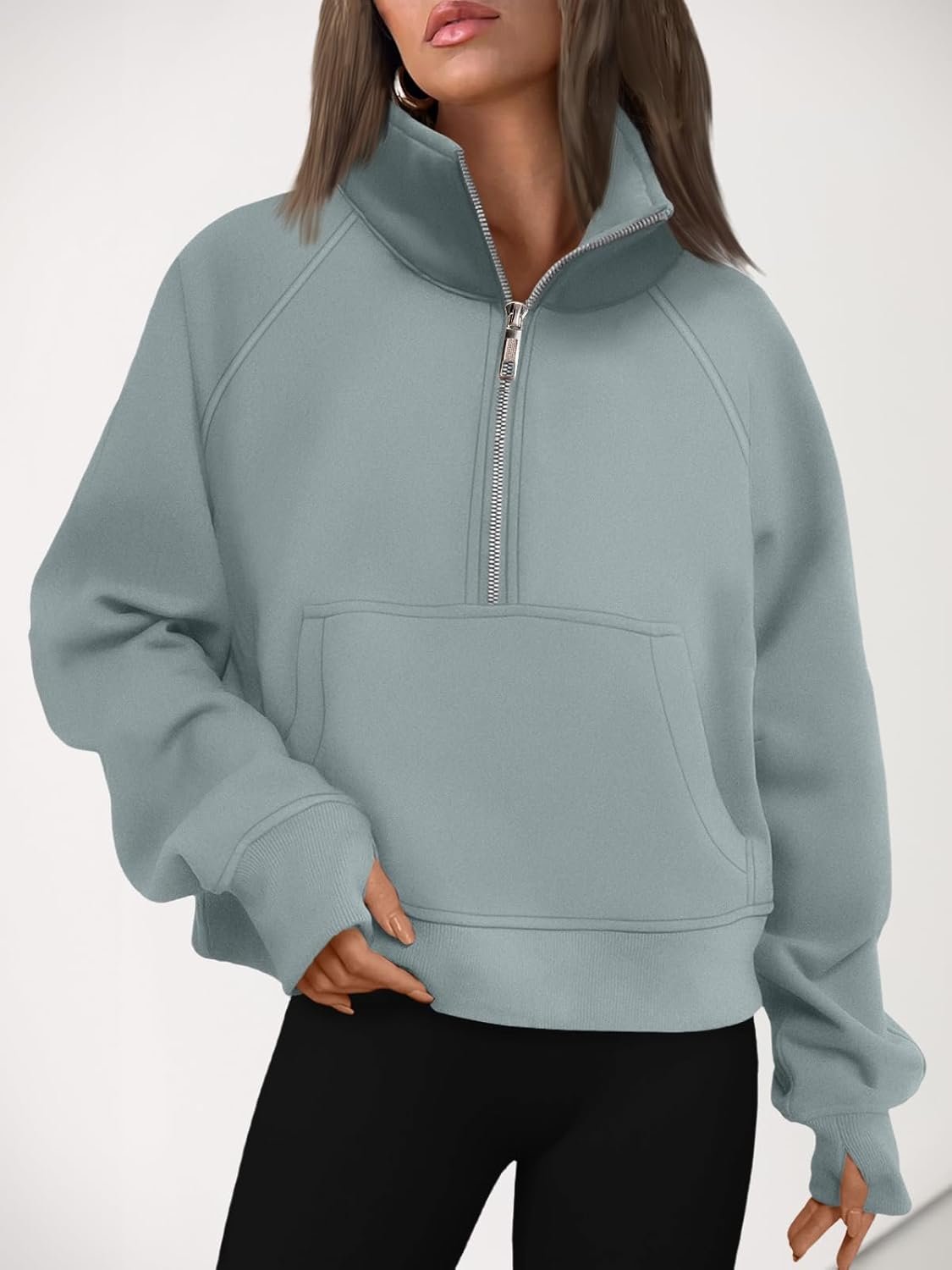 AUTOMET Womens Sweatshirts Half Zip Cropped Pullover Fleece Quarter Zipper Hoodies 2025 Fall Fashion Outfits Clothes - Image 5