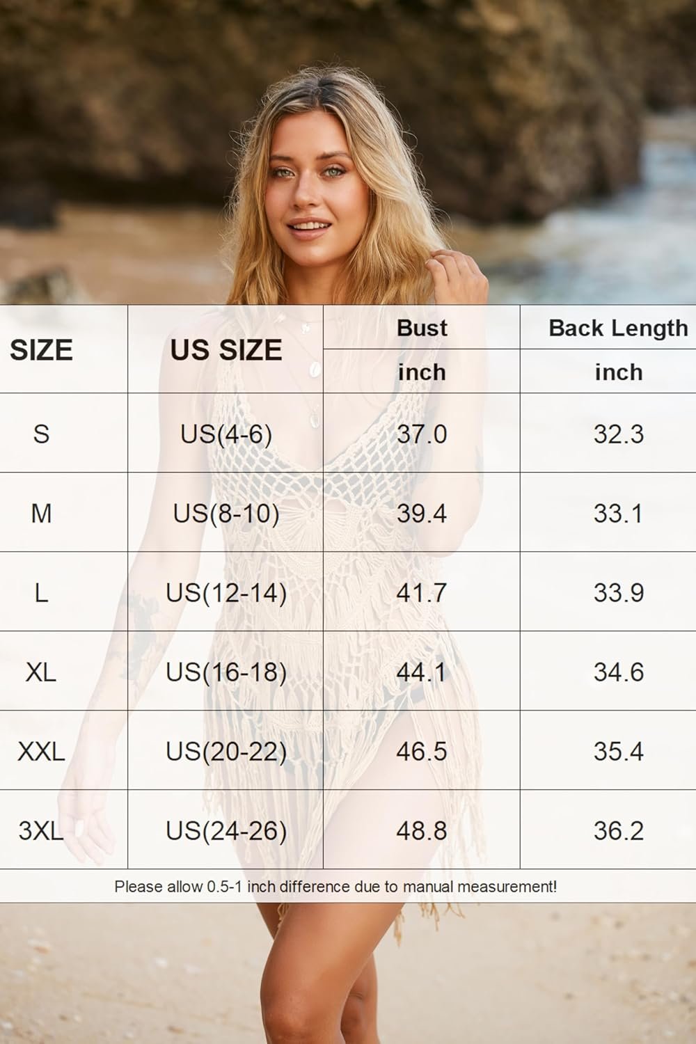 Ekouaer Beach Swimsuit Cover Up Women Crochet Bikini Coverups Summer Pool Swimwear Tassel Dress - Image 3