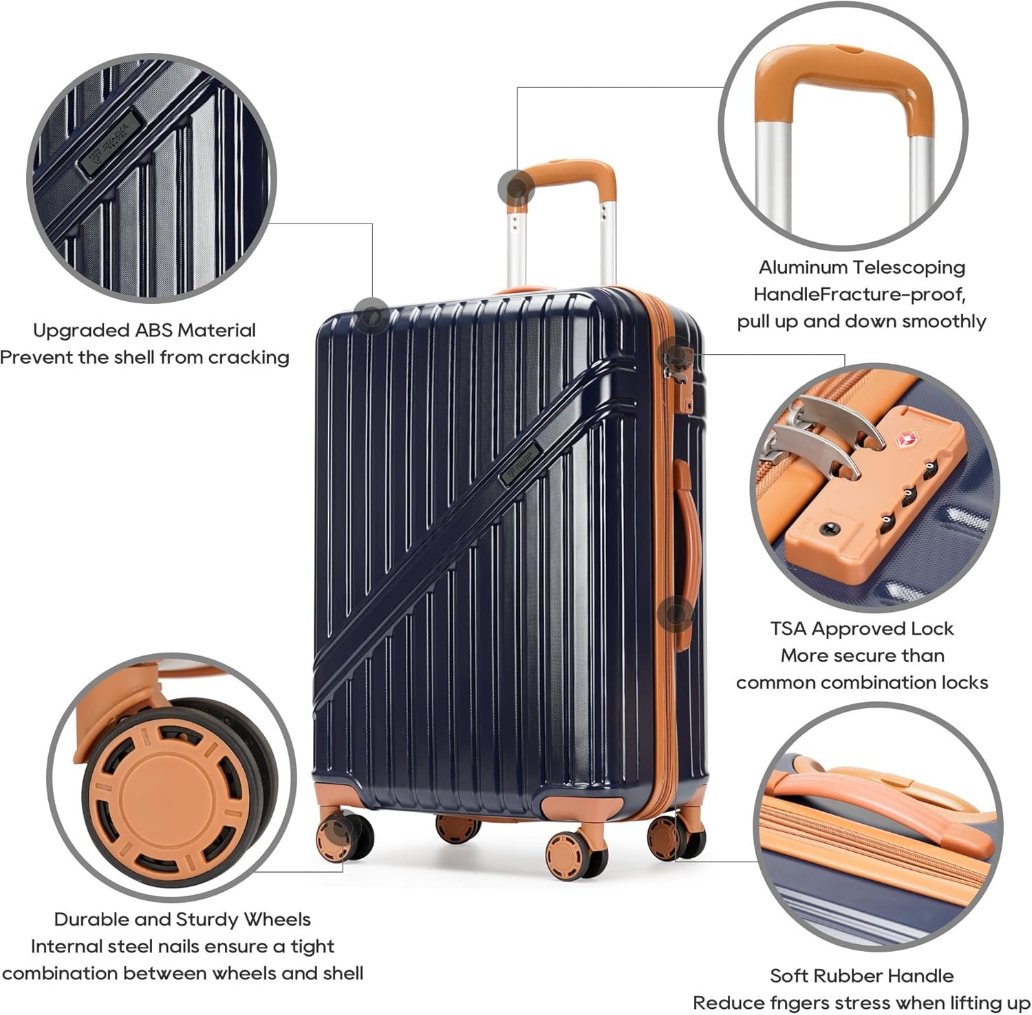 GinzaTravel Luggage Sets 3-Piece Expandable Suitcases with Wheels PC+ABS Durable Hardside Luggage sets TSA lock - Image 9