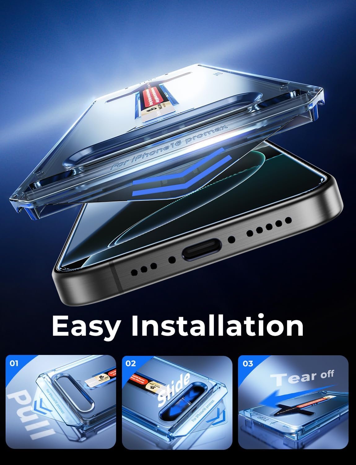MAGIC JOHN 2 Pack for iPhone 16 Pro Max 6.9 inch Tempered Glass Screen Protector, HD Clear, Bubble Free, Easy Installation, Auto Dust-Elimination - Image 4