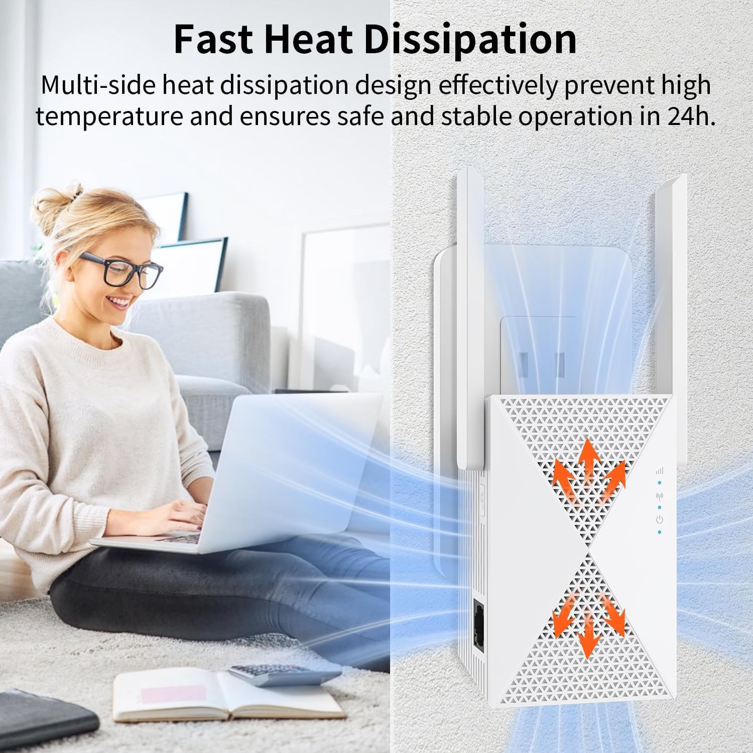 2025 Fastest WiFi Extender Signal Booster - Coverage Up to 9999 sq. ft, Easy Setup, Long Range WiFi Extender, Ethernet Port & Access Point, and Stable Internet Performance with 60+ Devices - Image 4