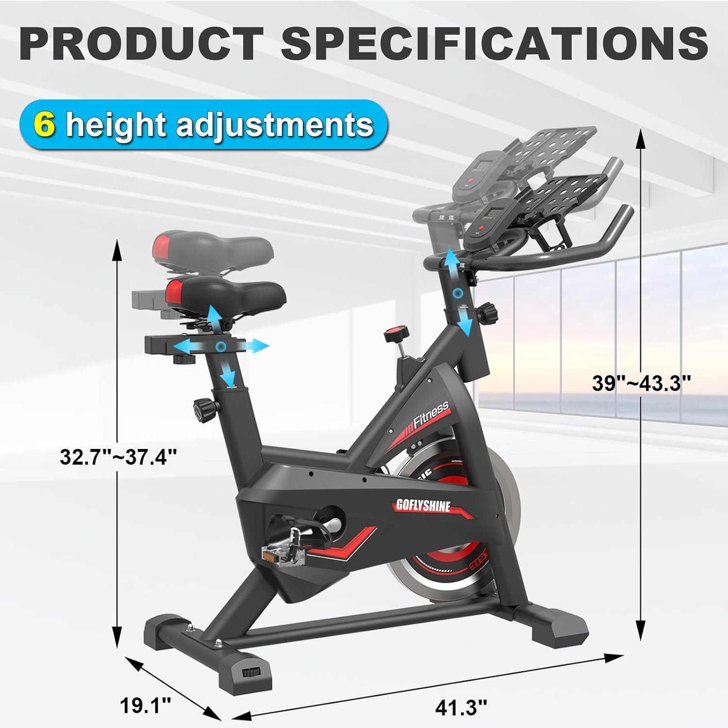 Exercise Bikes Stationary,Exercise Bike for Home Indoor Cycling Bike for Home Cardio Gym,Workout Bike with Ipad Mount & LCD Monitor,Silent Belt Drive - Image 3