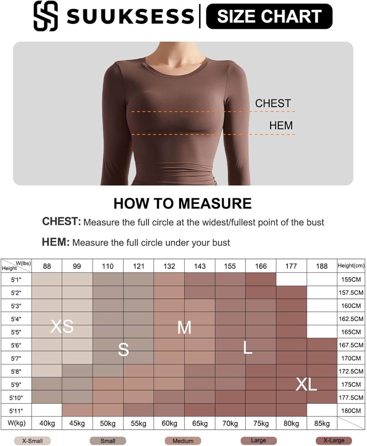 SUUKSESS Women Double Lined Fitted Basic T Shirts Crew Neck Long Sleeve Crop Top - Image 3