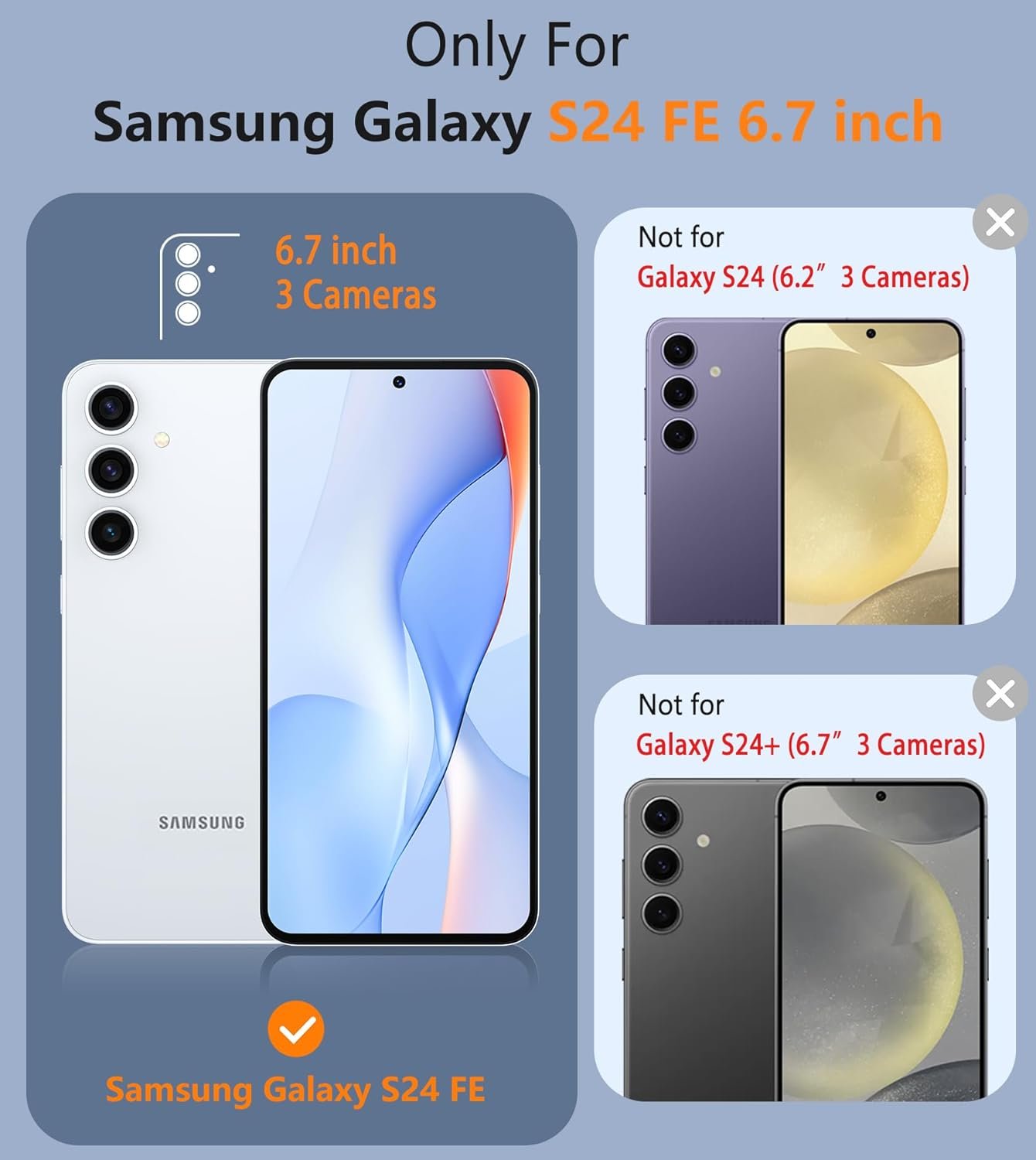 FNTCASE for Samsung Galaxy S24-FE Case: Dual Layer Protective Heavy Duty Cell Phone Cover | Shockproof Rugged with Non-Slip Textured | Military Grade Drop Protection Bumper Tough (Black) - Image 3