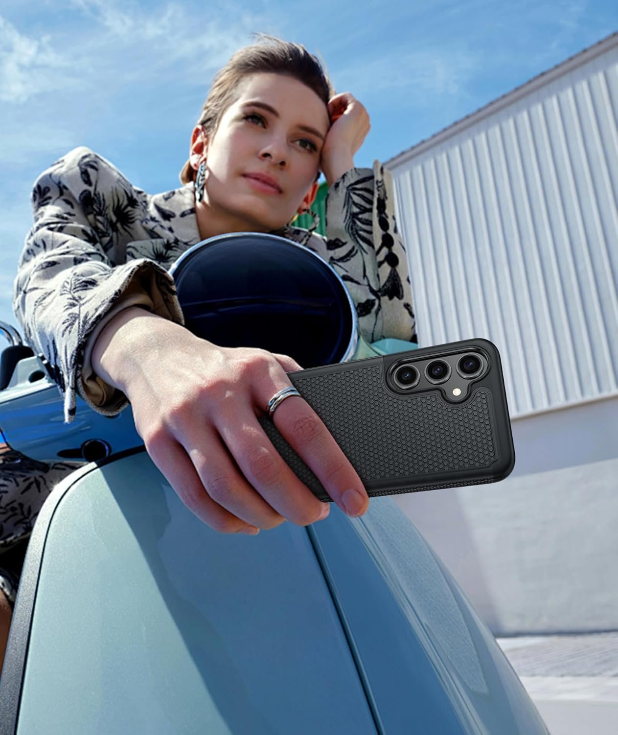 FNTCASE for Samsung Galaxy S24-FE Case: Dual Layer Protective Heavy Duty Cell Phone Cover | Shockproof Rugged with Non-Slip Textured | Military Grade Drop Protection Bumper Tough (Black) - Image 9