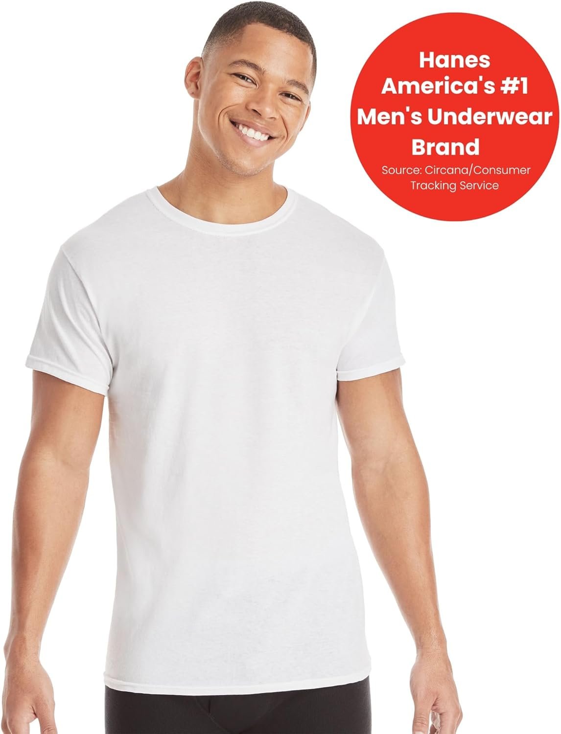 Hanes Packs, Stay-Tucked Soft Cotton, Best Undershirts for Men, White/Black/Asstd Multipacks - Image 3
