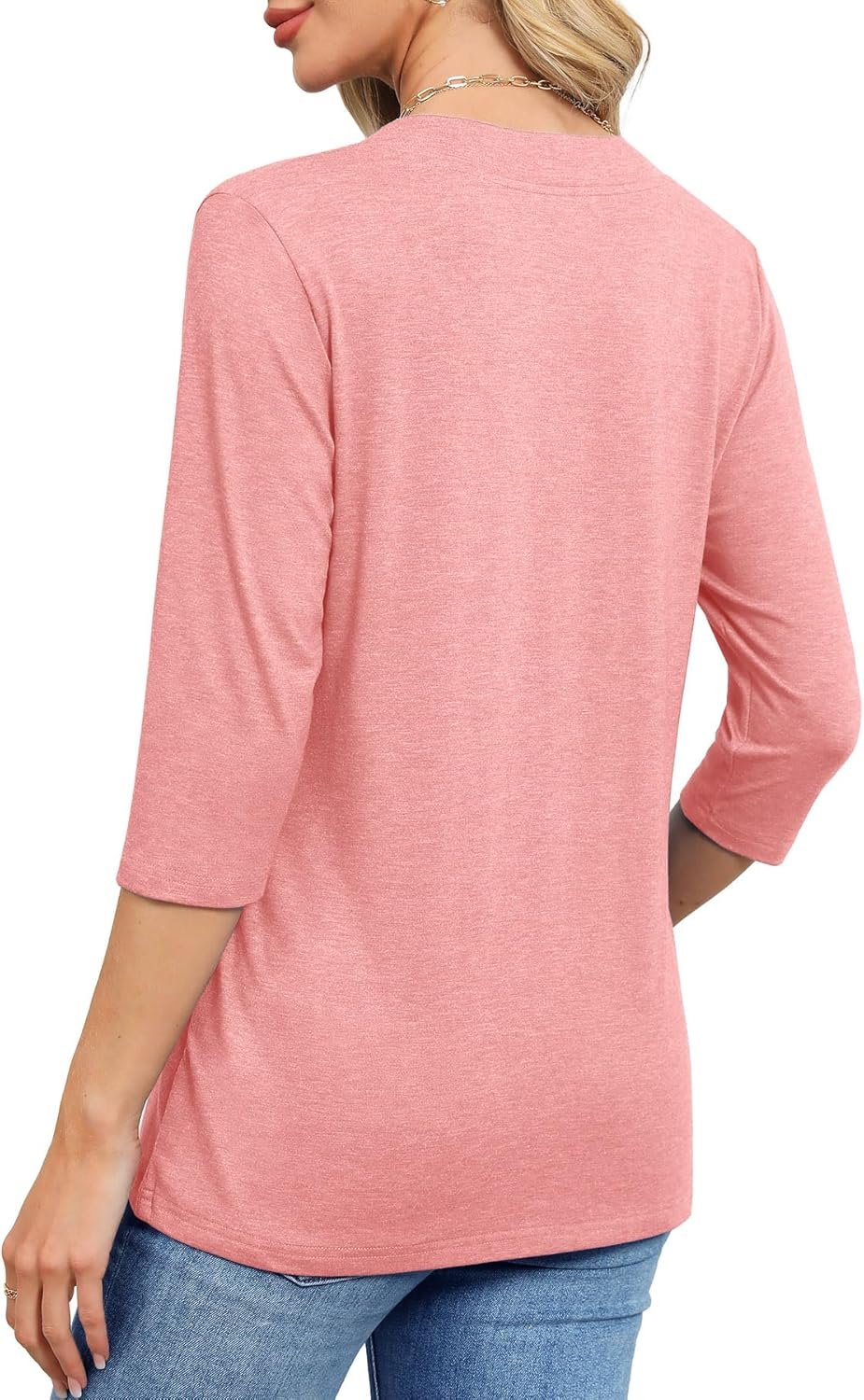 JomeDesign Womens Tops 3/4 Length Sleeve Summer V Neck Shirts Casual Tunic Tops 2025 - Image 3