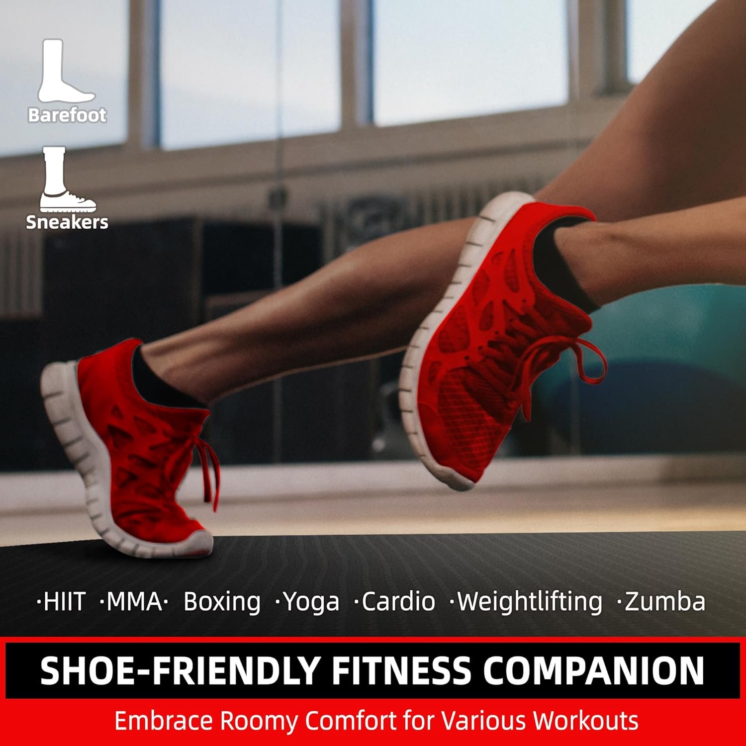 Large Exercise Mat for Home Workout,12‘x6’/10'x6'/9'x6'/8'x6'/7'x5'/6'x4' (7mm) Extra Thick Workout Mat, High-Density Gym Mat for Cardio, Jump Rope, MMA, Weights (Shoe-Friendly) - Image 3