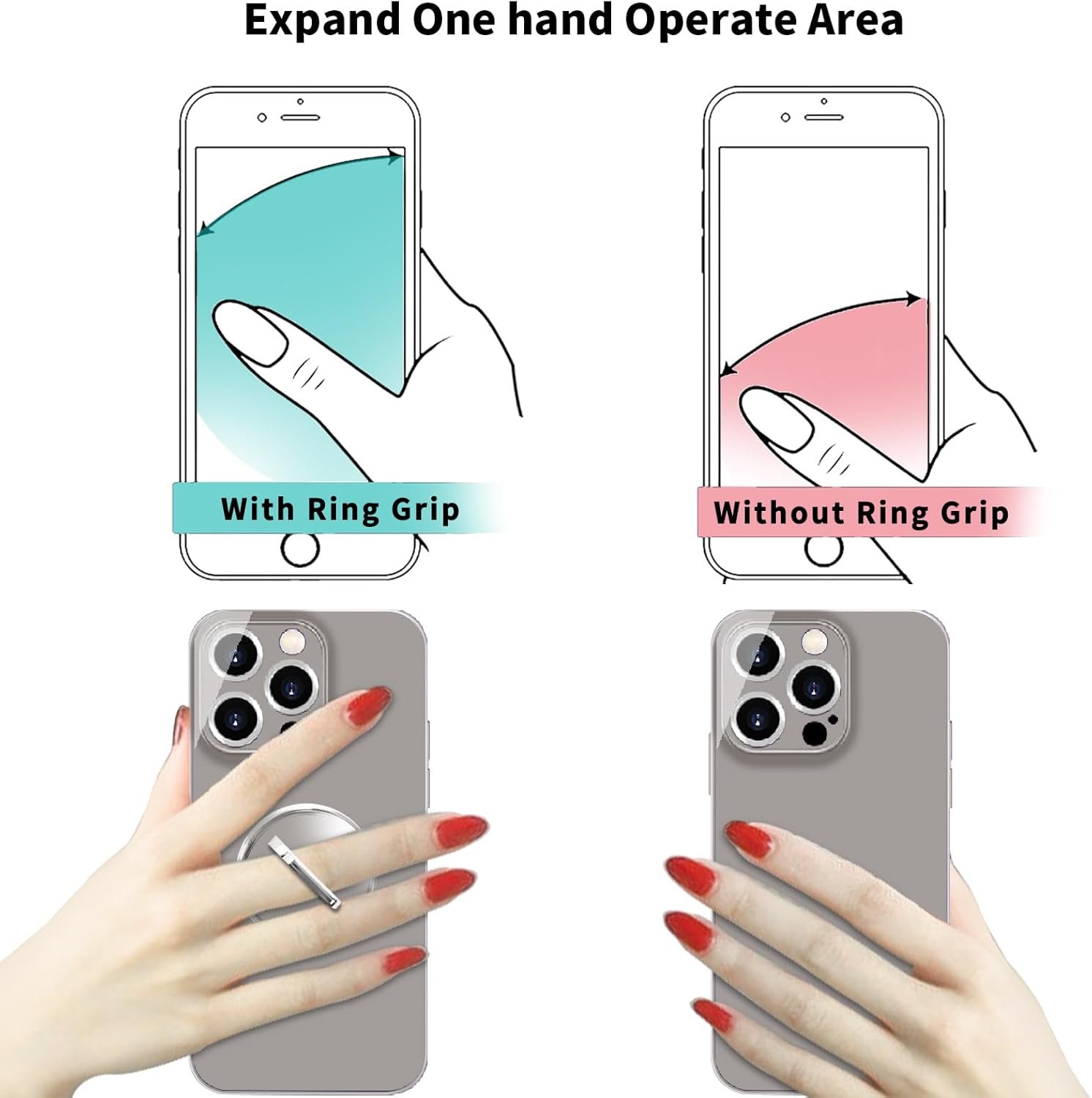 Transparent Clear Phone Ring Grips Holder Kickstand, Finger Ring Stand for Cell Phone Tablet Case Accessories(Round-Clear) (1) - Image 5