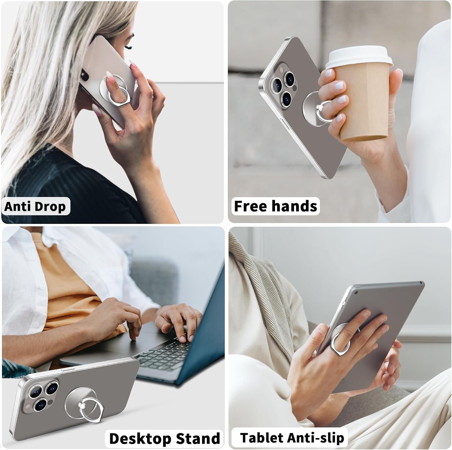 Transparent Clear Phone Ring Grips Holder Kickstand, Finger Ring Stand for Cell Phone Tablet Case Accessories(Round-Clear) (1) - Image 6