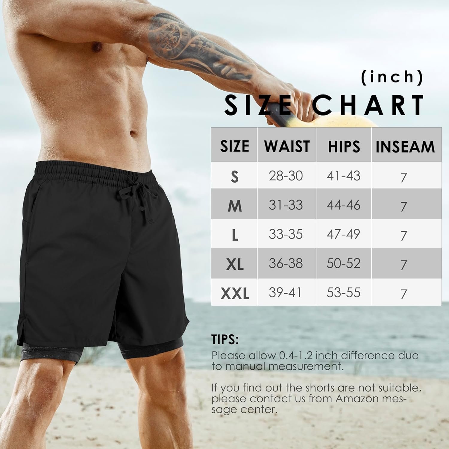 Men's 2 in 1 Athletic Quick Dry Shorts,Running Lightweight,Sweat Wicking Gym Workout Elastic Short - Image 9