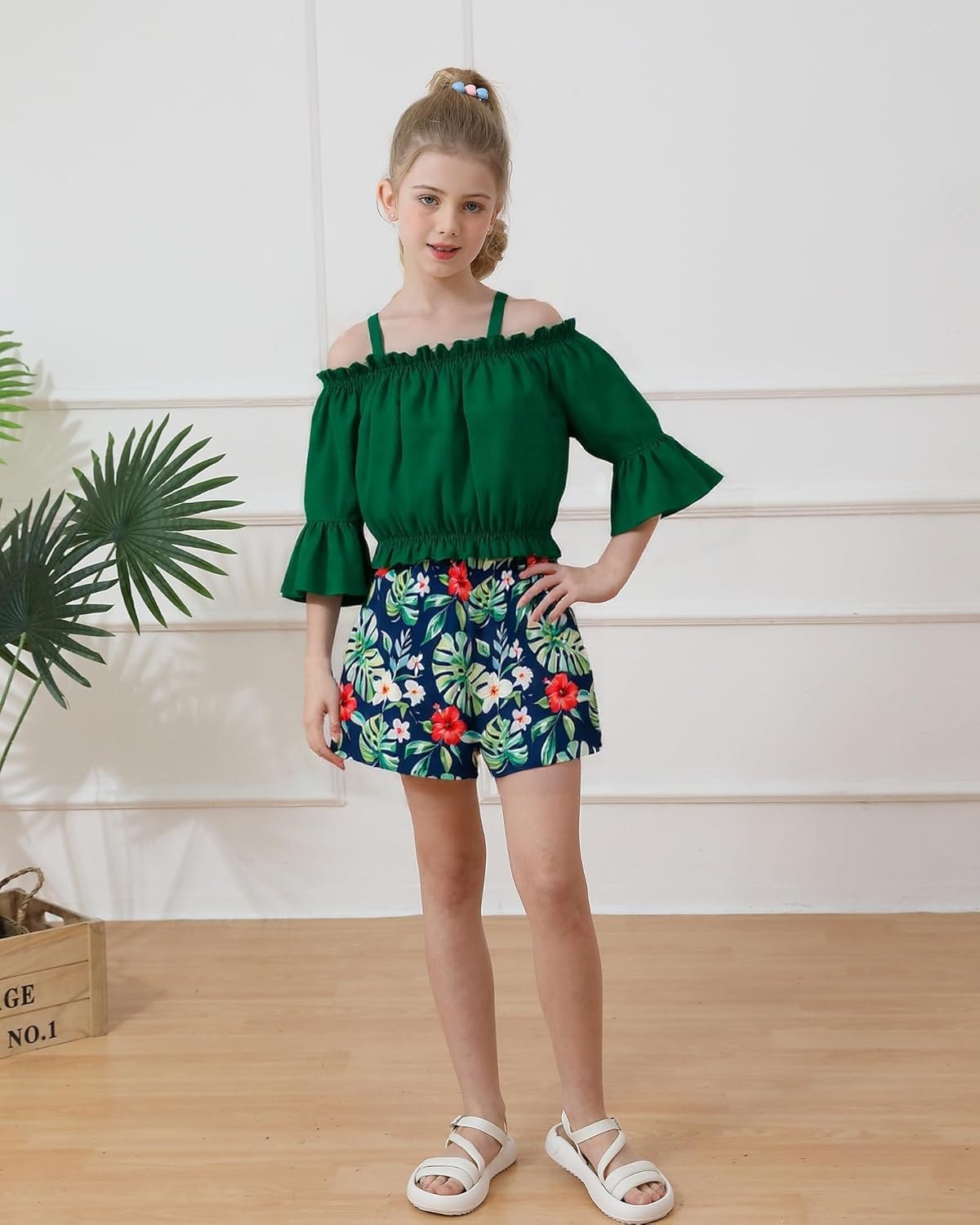 Weebaby Girls Clothes 2 Piece Outfits Cute Kid Clothes Crop Top Paperbag Waist Shorts Set Summer Clothes for Tween Girls - Image 3