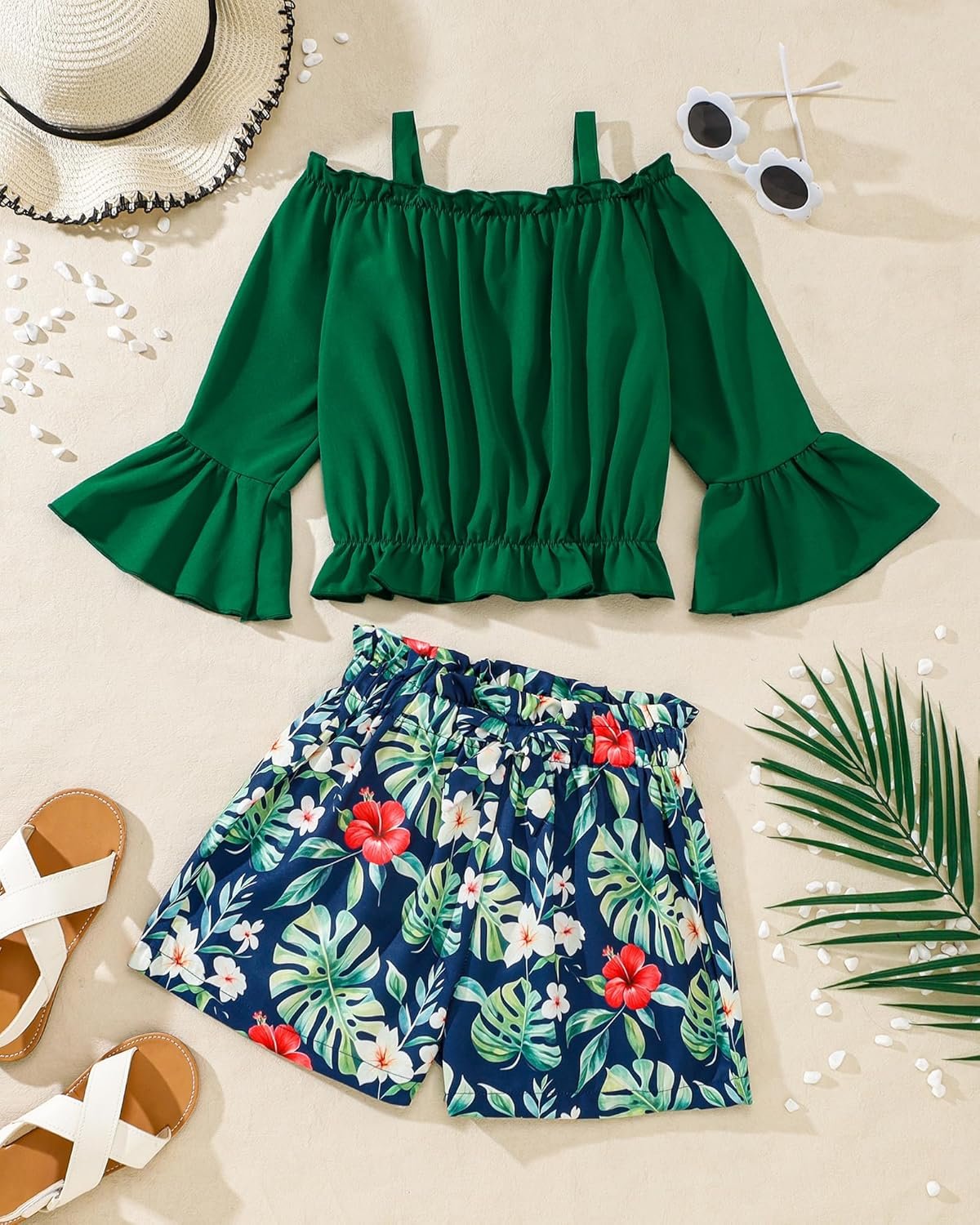 Weebaby Girls Clothes 2 Piece Outfits Cute Kid Clothes Crop Top Paperbag Waist Shorts Set Summer Clothes for Tween Girls - Image 7