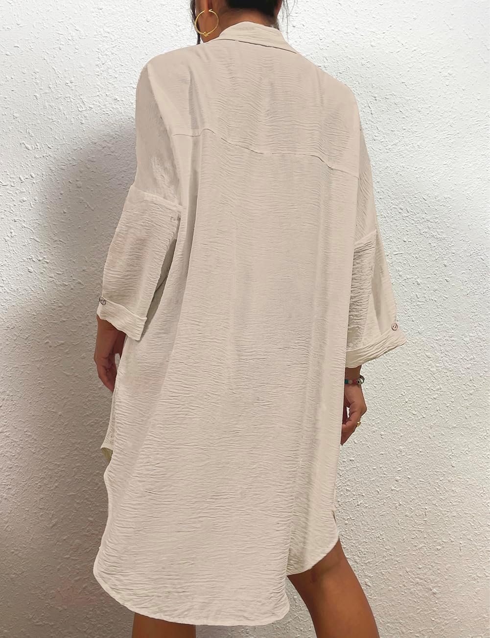 Bsubseach Womens Modern Swimsuit Cover Up Blouse Button Down Shirt Dresses Tops - Image 3