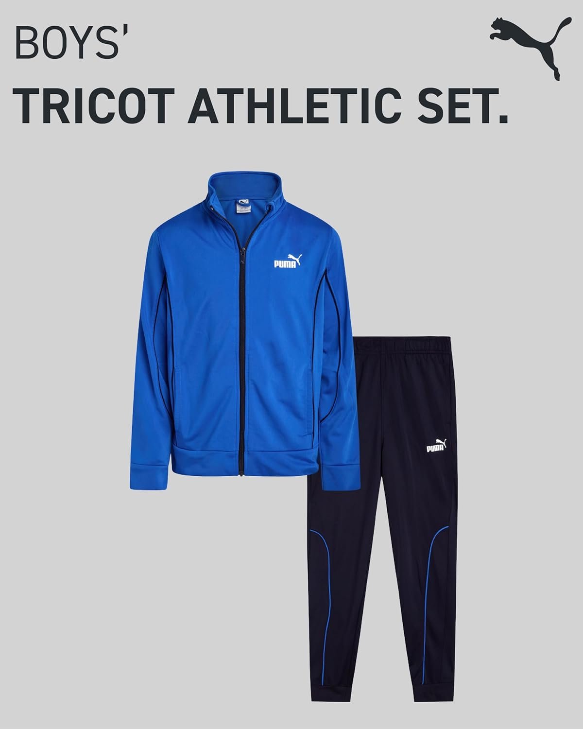 PUMA Boys Pants Set - 2 Piece Tricot Athletic Zip Up Jacket Sweatshirt and Active Jogger Pants - Boys Activewear Set (4-16) - Image 3