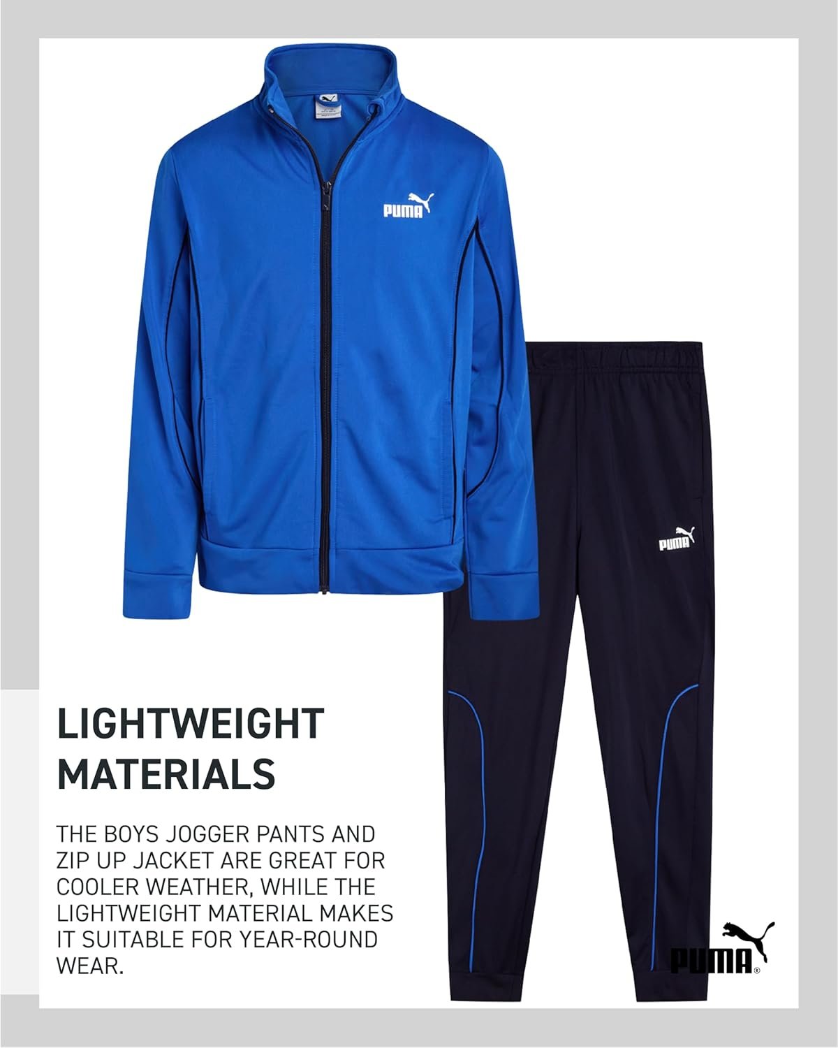 PUMA Boys Pants Set - 2 Piece Tricot Athletic Zip Up Jacket Sweatshirt and Active Jogger Pants - Boys Activewear Set (4-16) - Image 7