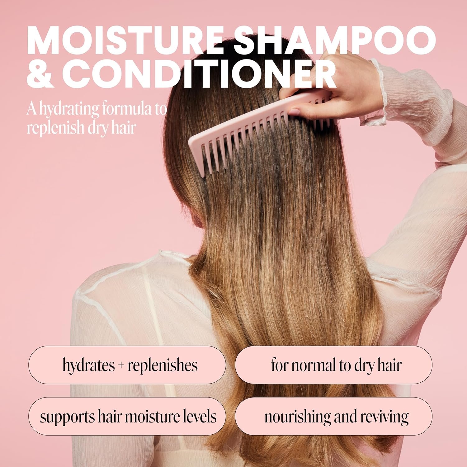 MONDAY HAIRCARE Moisture Shampoo + Conditioner Set for Dry, Coarse, Stressed, Frizzy Hair, Made with Coconut Oil, Rice Protein, Shea Butter and Vitamin E, All Natural, 12 fl oz (Pack of 2) - Image 3