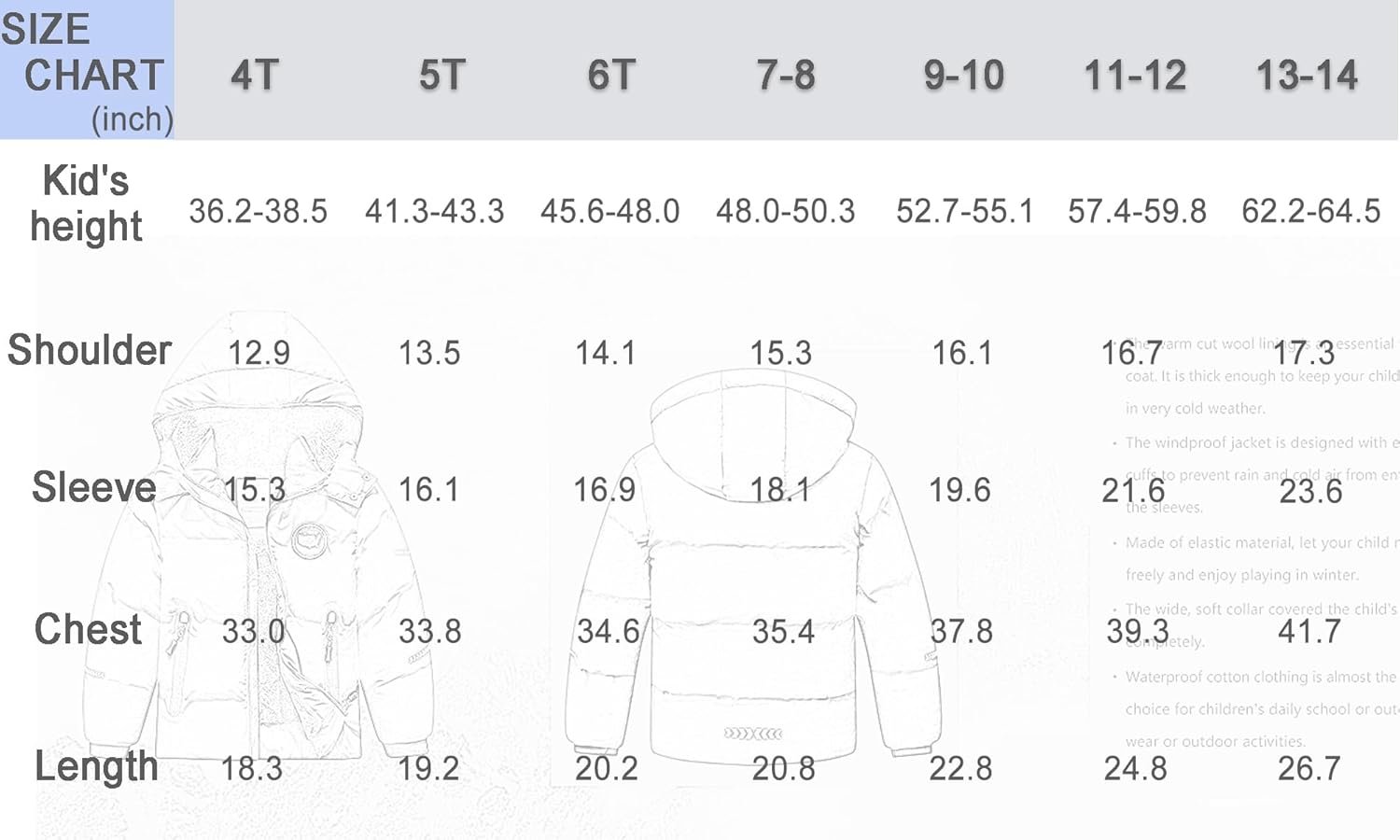 Kids Boy's Winter Coat Fleece Lined Waterproof Jacket Puffy Cotton Coat Thick Hooded Down Outdoor Coats - Image 7