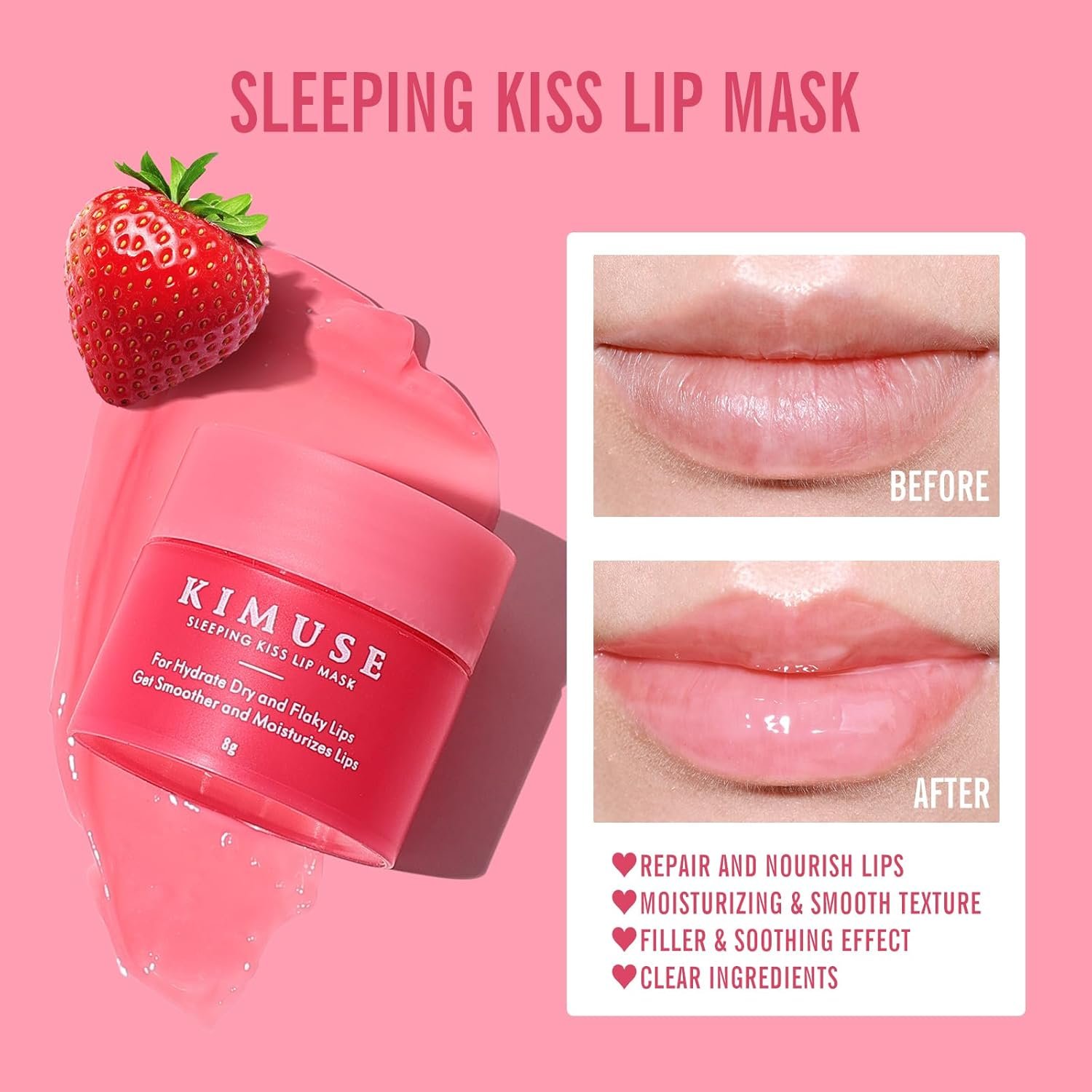 KIMUSE Lip Mask Set, 4PCS Lip Sleeping Mask Overnight Treatment Lip Care Products, Moisturize & Nourish, Cracked Dry Lips, Intense Hydration with Shea Butter (SET) - Image 3