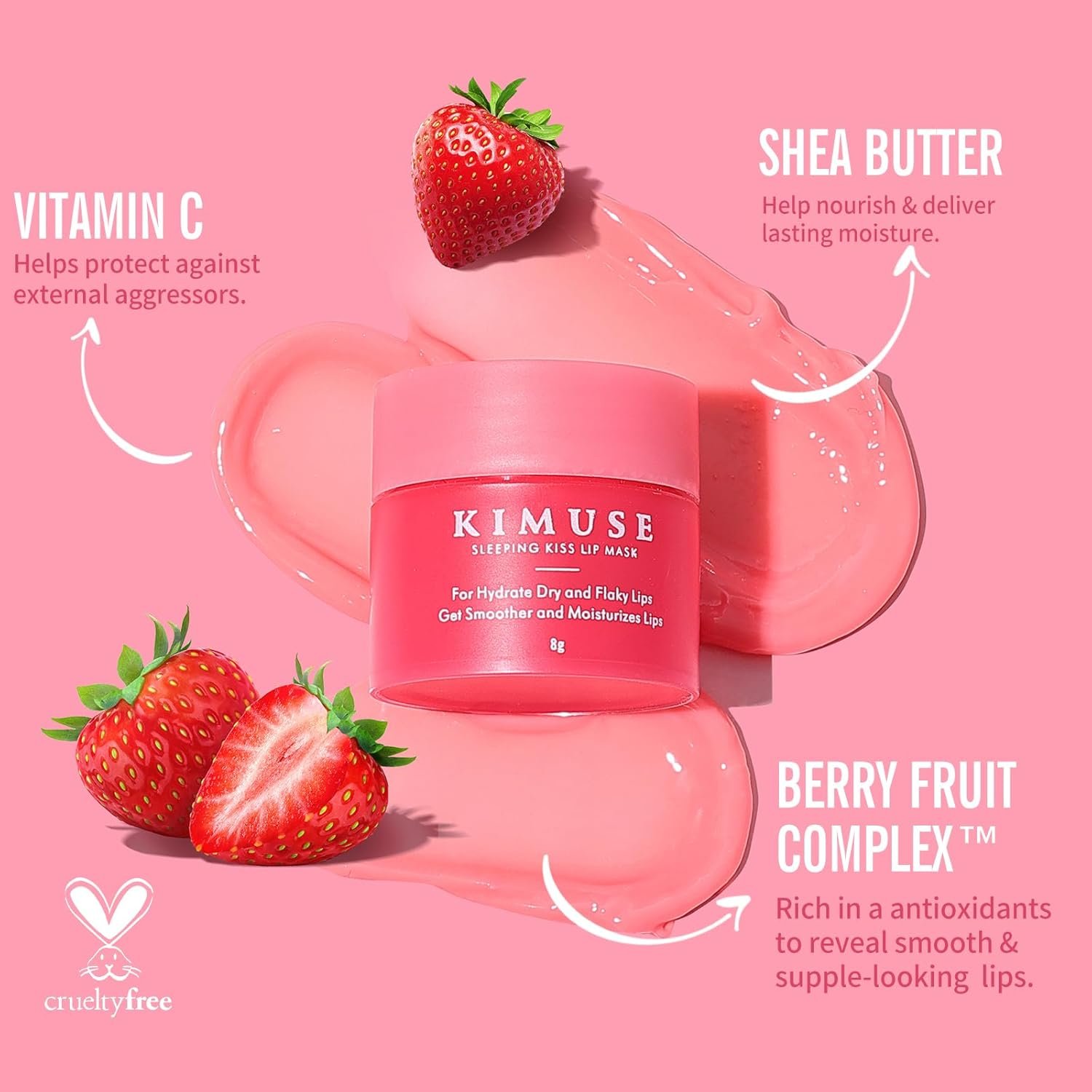 KIMUSE Lip Mask Set, 4PCS Lip Sleeping Mask Overnight Treatment Lip Care Products, Moisturize & Nourish, Cracked Dry Lips, Intense Hydration with Shea Butter (SET) - Image 4