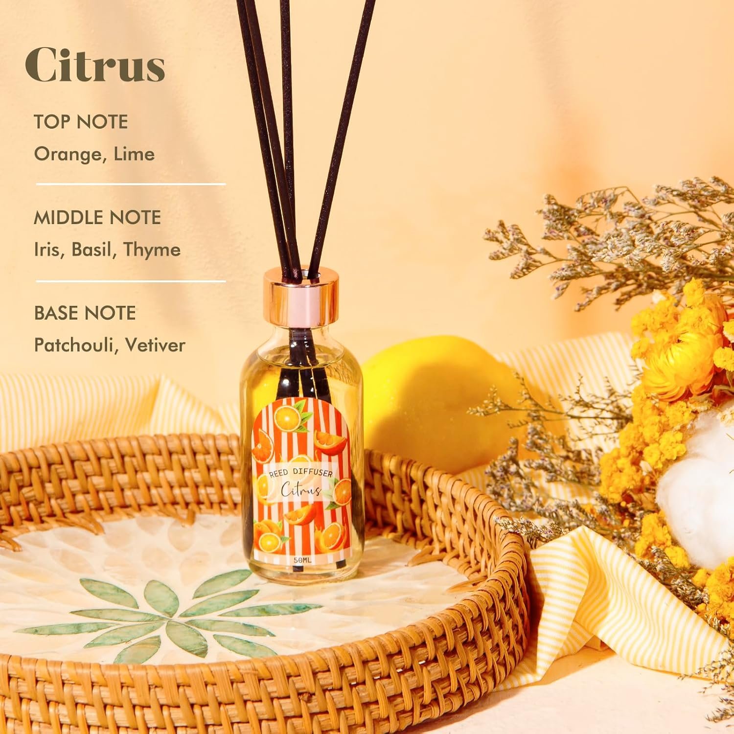Reed Diffuser Set of 3 Pack, Linen Vanilla Citrus Scented Oil Diffuser with 15 Sticks, Reed Diffusers for Home, Bathroom Air Freshener, 1.7 Fl.oz Each, Total 5.1 Oz - Image 3