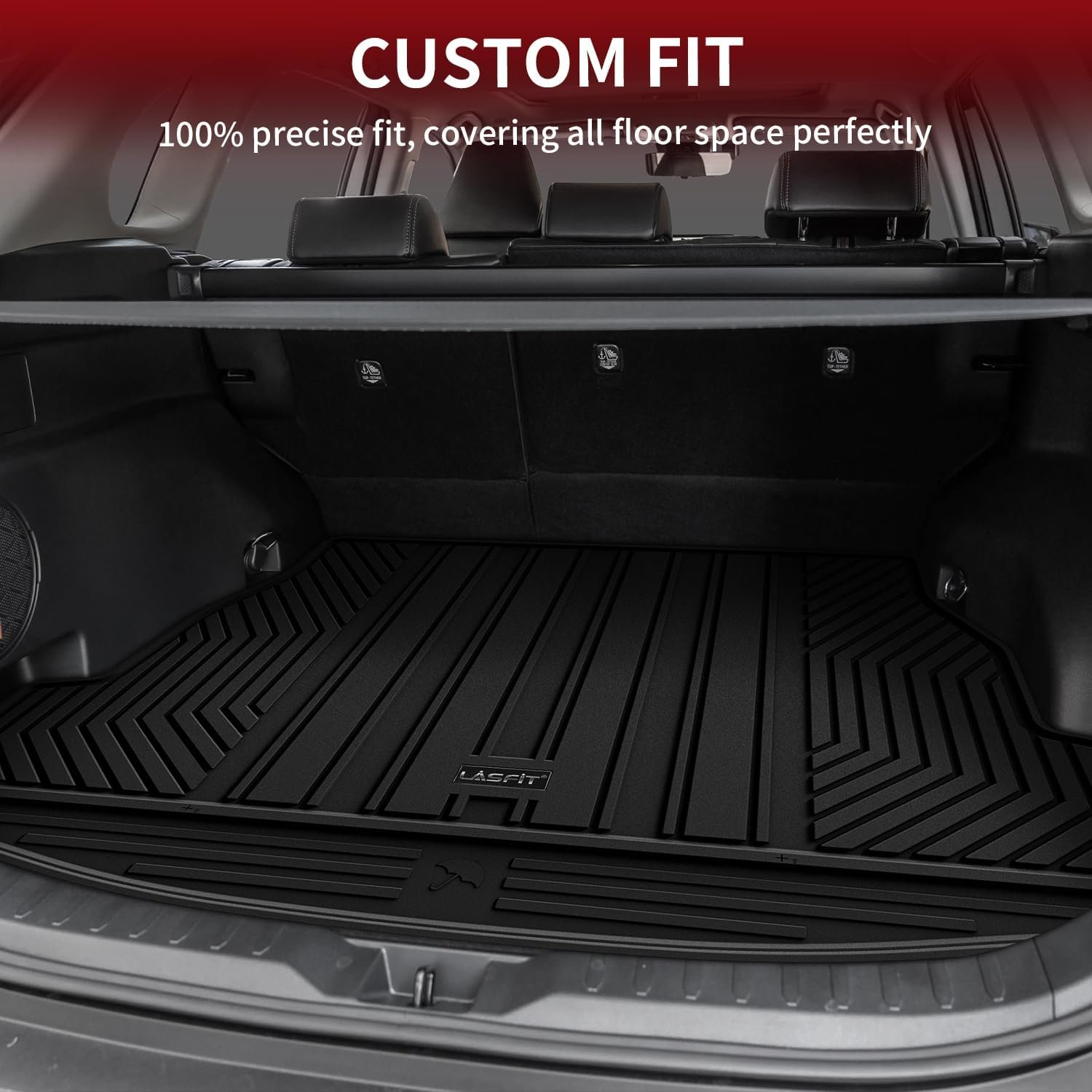 LASFIT Trunk Mats Fit for 2019-2025 Toyota RAV4 Hybrid and Gasoline (Not for Prime), All Weather Custom Fit TPE Cargo Liner, Black - Image 3