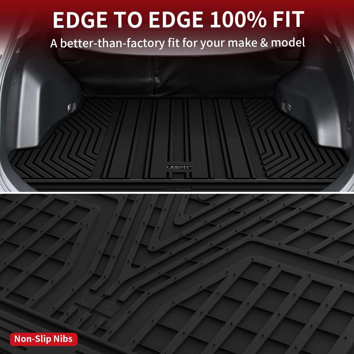 LASFIT Trunk Mats Fit for 2019-2025 Toyota RAV4 Hybrid and Gasoline (Not for Prime), All Weather Custom Fit TPE Cargo Liner, Black - Image 4