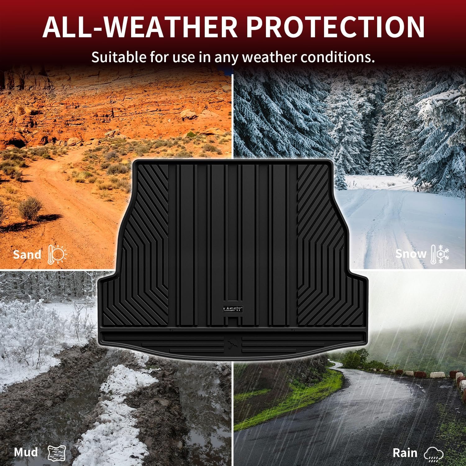 LASFIT Trunk Mats Fit for 2019-2025 Toyota RAV4 Hybrid and Gasoline (Not for Prime), All Weather Custom Fit TPE Cargo Liner, Black - Image 5