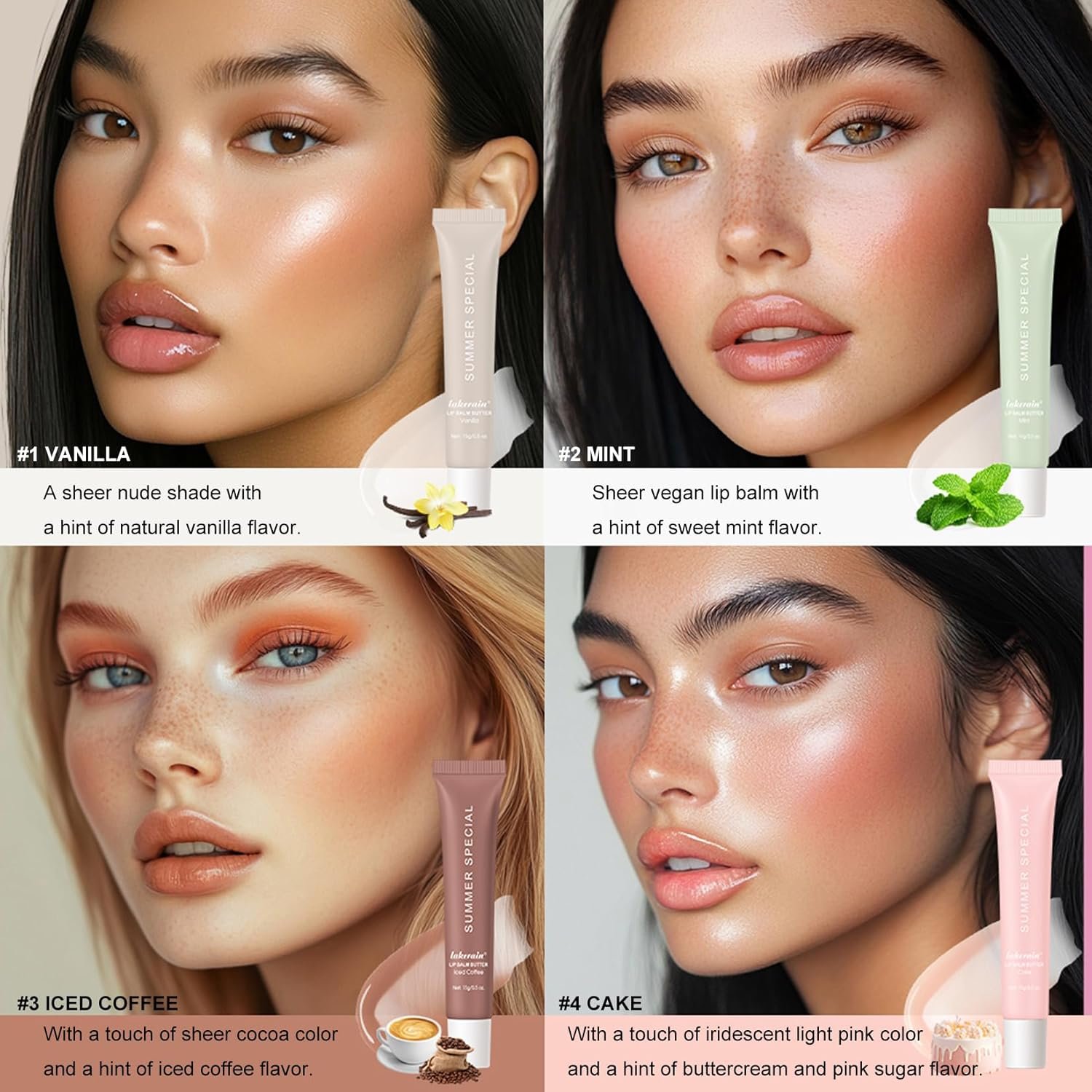 4 PCS Lip Glossy Butter Balm Set,Instant Moisture and Hydration Lip Gloss,Long-lasting Hydrating Non-Sticky Lip Balm,Soften Dry Lips and Lip Care - Image 4