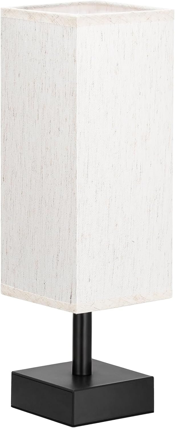 Small Table Lamp for Bedroom - Bedside Lamps for Nightstand, Minimalist Night Stand Light Lamp with Square Fabric Shade, Desk Reading Lamp for Kids Room Living Room Office Dorm - Image 8