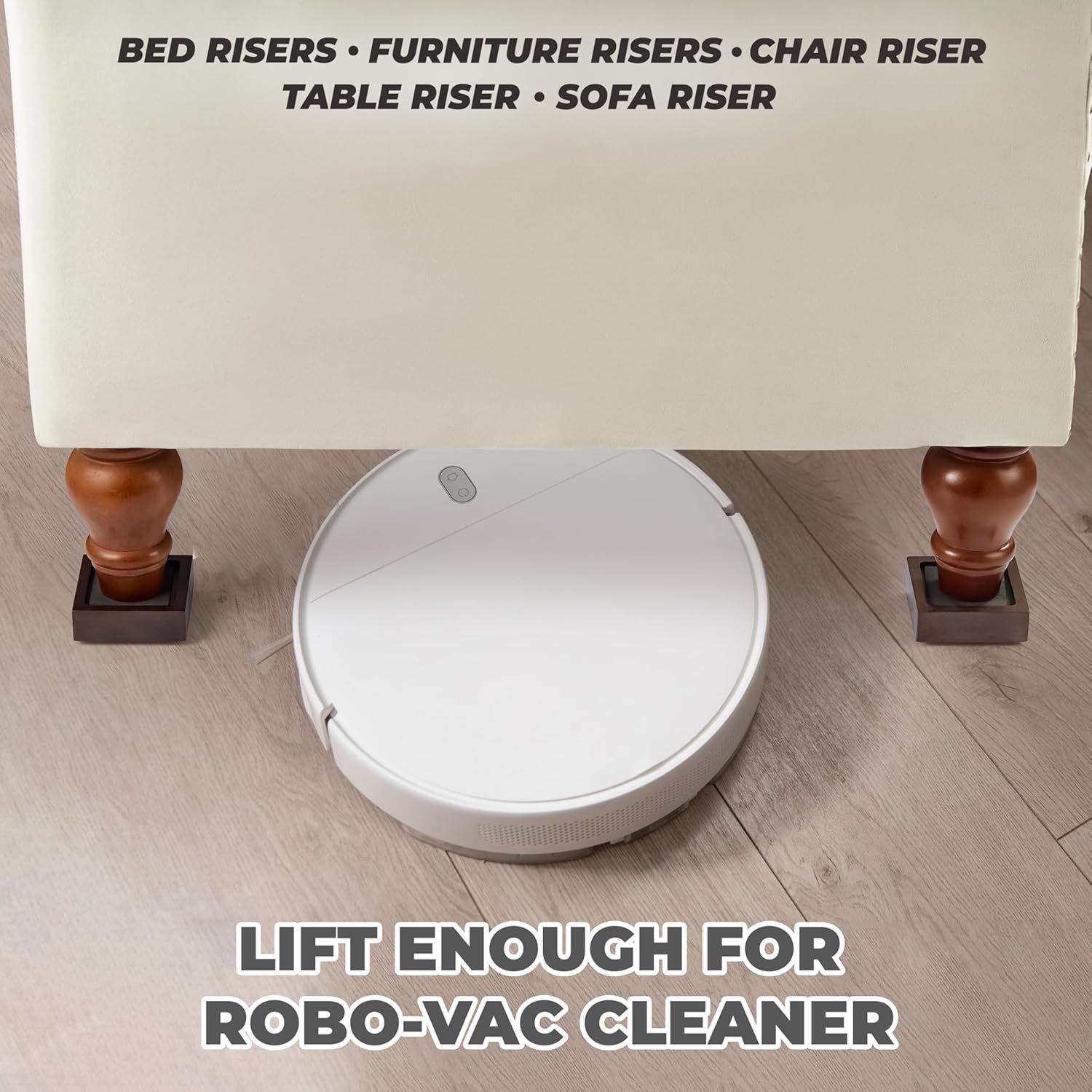 FASONLA Bed Risers, Furniture Risers (Set of 8) Lifts Height 1", 2", 3" or 4", Solid Natural Wood Risers, Non-Slip Recessed Hole to Heavy Bed/Furniture (Walnut Color) - Image 3