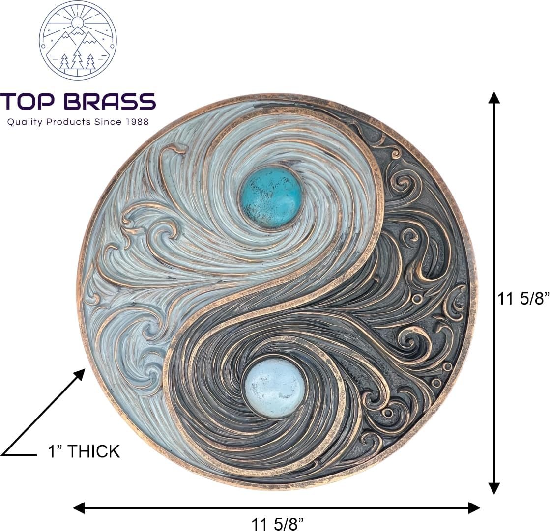 Top Brass Yin and Yang Swirling Waves Wall Sculpture – Spiritual Cosmic Duality Symbol – The Philosophy of Balance Art Décor – Feng Shui Opposite But Interconnected - Image 3