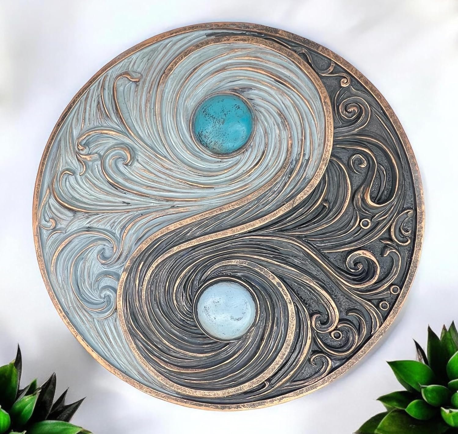 Top Brass Yin and Yang Swirling Waves Wall Sculpture – Spiritual Cosmic Duality Symbol – The Philosophy of Balance Art Décor – Feng Shui Opposite But Interconnected - Image 8