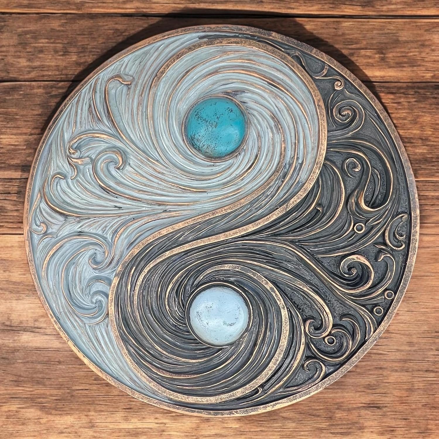 Top Brass Yin and Yang Swirling Waves Wall Sculpture – Spiritual Cosmic Duality Symbol – The Philosophy of Balance Art Décor – Feng Shui Opposite But Interconnected - Image 9