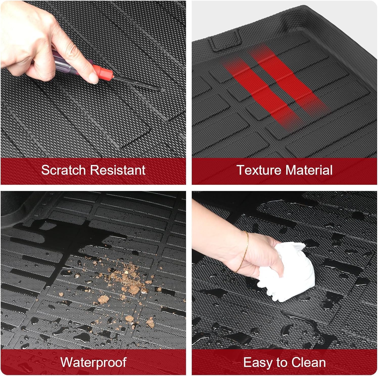 IKON MOTORSPORTS TPE Cargo Trunk Liner, Compatible with 2022-2023 Chevrolet Bolt EUV, Custom Fit All Weather Protection Heavy Duty Rear Trunk Tray Cargo Mats Protector, Black - Image 5