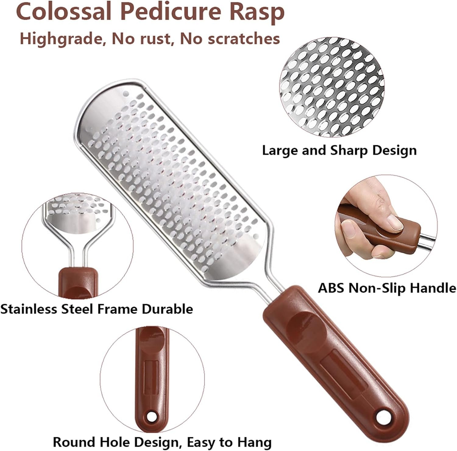 Colossal Foot Rasp & Wood Handle Callus Shaver (10 Replacement & 1 File Foot Heads), Pedicure Foot File Kit, Heel Scraper for Feet, Foot File Callus Remover - Image 3